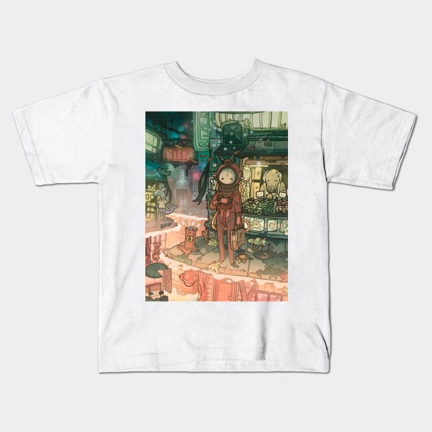 Underwater city Kids T-Shirt by carlesdalmau